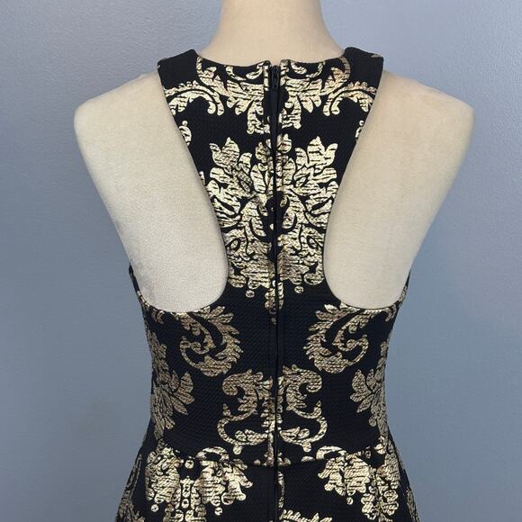 B. Darlin Halter High Neck Black Gold Pattern Dress Whimsygoth Classy Small 5/6 - Picture 4 of 8
